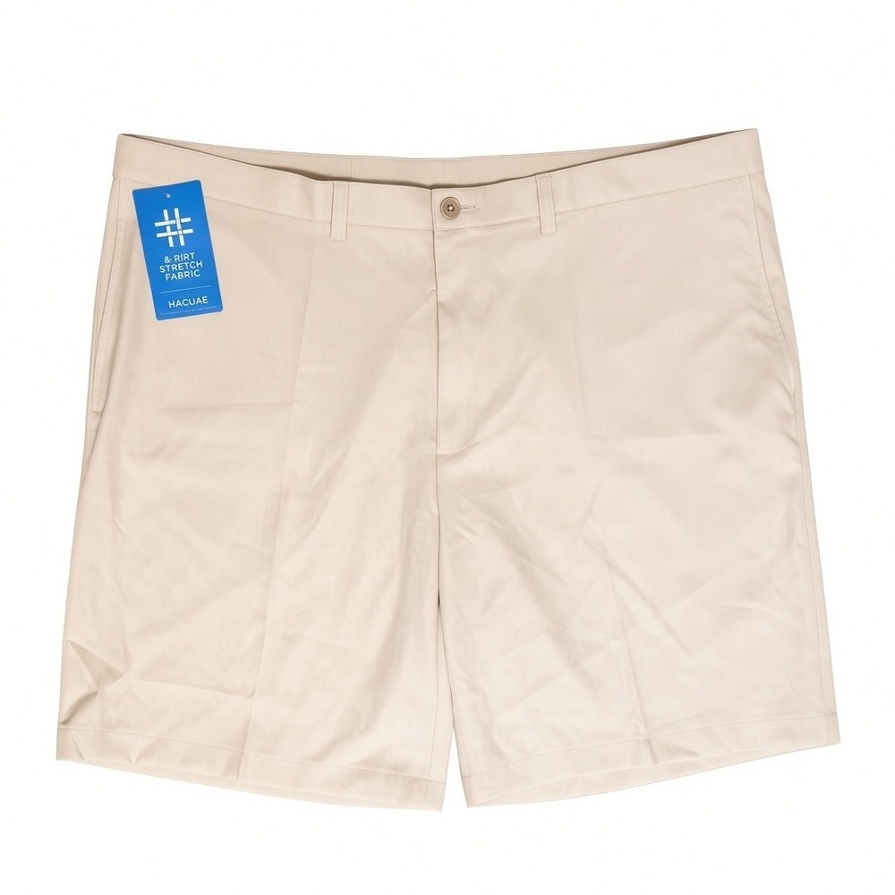 Haggar Cool 18 Pro Shorts Mens 44 Beige Expandable Waist